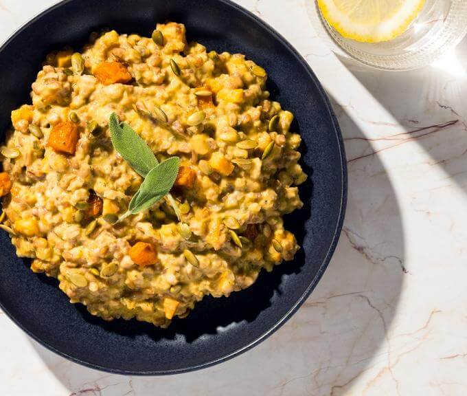 Butternut Squash Risotto with Spicy Pumpkin Seeds